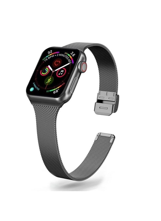 Generic - Replacement Strap For Apple Watch Series 9&8&7 41mm / SE 3&SE 2&6&SE&5&4 40mm / 3&2&1 38mm Milanese Stainless Steel Watch Band Black - Image 1