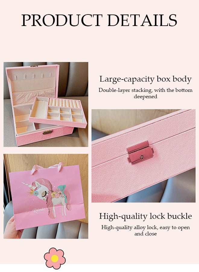 DUNISO 135 pcs Little Girls Hair Accessories Set with Gift Box Cute Hairpin Jewelry Storage Case with Cartoon Hair String, Thumb Hair Loop, Flower Hair Clip, Flower Hair String，Cute Hairpin Jewelry Organizer Birthday Gift for Girls，Cartoon Rabbit Series  - Image 2