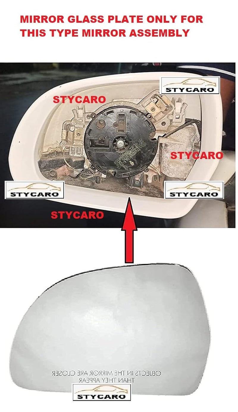STYCARO -Side View Mirror Glass compatible with Skoda Laura 2009-2015 Model Type 2 -NON-HEATED (RIGHT DRIVER SIDE) - Image 3