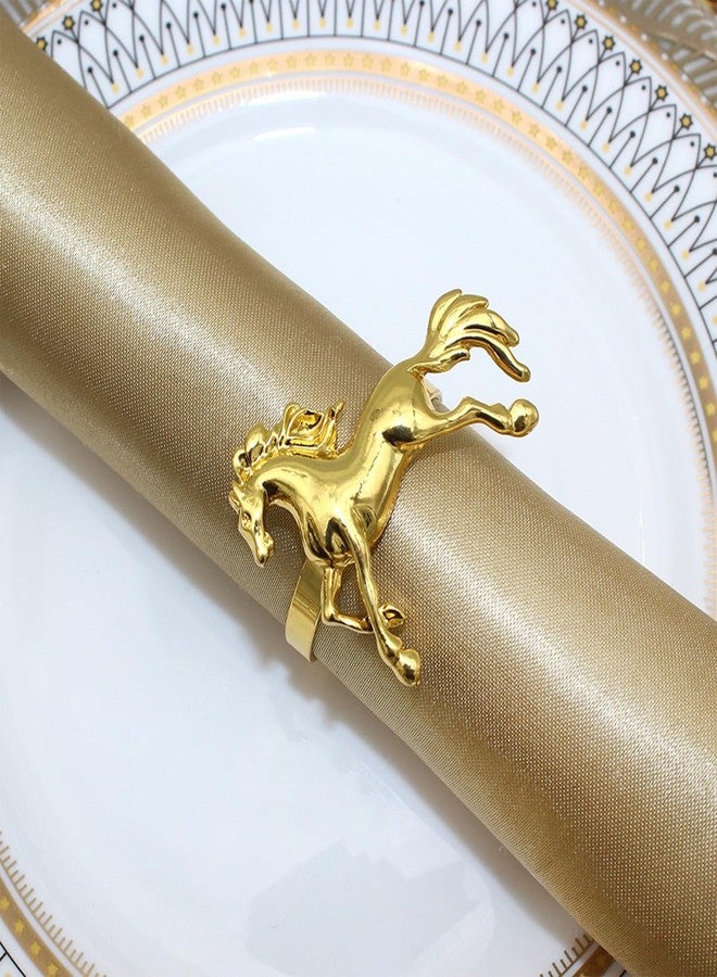 CINGHI LUSSO Alloy Horses Napkin Ring Set of 12 Metal Animal Napkin Buckle for Wedding,Parties, Dinners, Christmas, Holidays Decor, Gold - Image 3