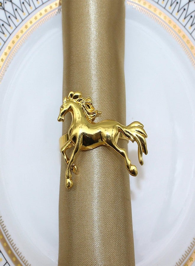CINGHI LUSSO Alloy Horses Napkin Ring Set of 12 Metal Animal Napkin Buckle for Wedding,Parties, Dinners, Christmas, Holidays Decor, Gold - Image 4