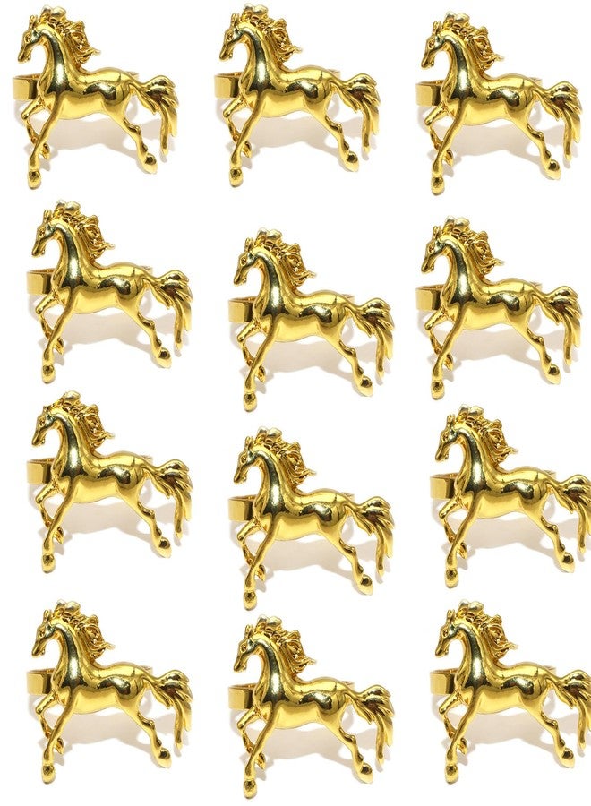 CINGHI LUSSO Alloy Horses Napkin Ring Set of 12 Metal Animal Napkin Buckle for Wedding,Parties, Dinners, Christmas, Holidays Decor, Gold - Image 1