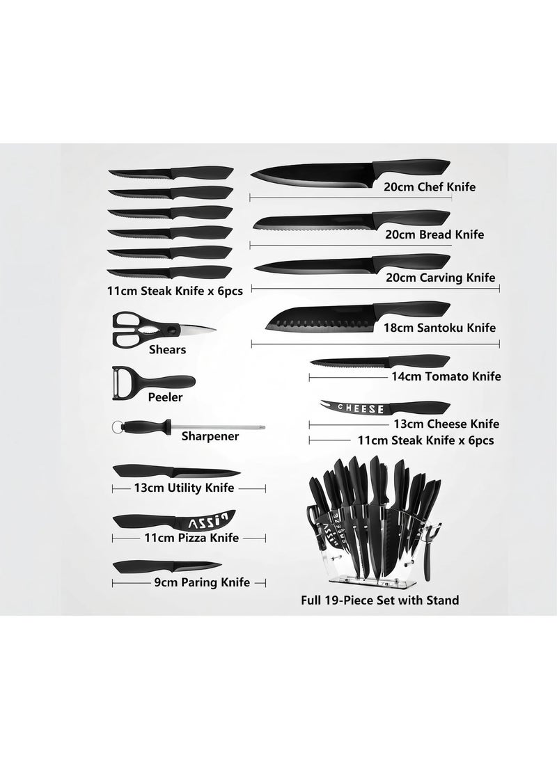 OSOOKE 19-Piece Kitchen Knife Set And Steak Knives With Block High Carbon Stainless Steel - Image 2