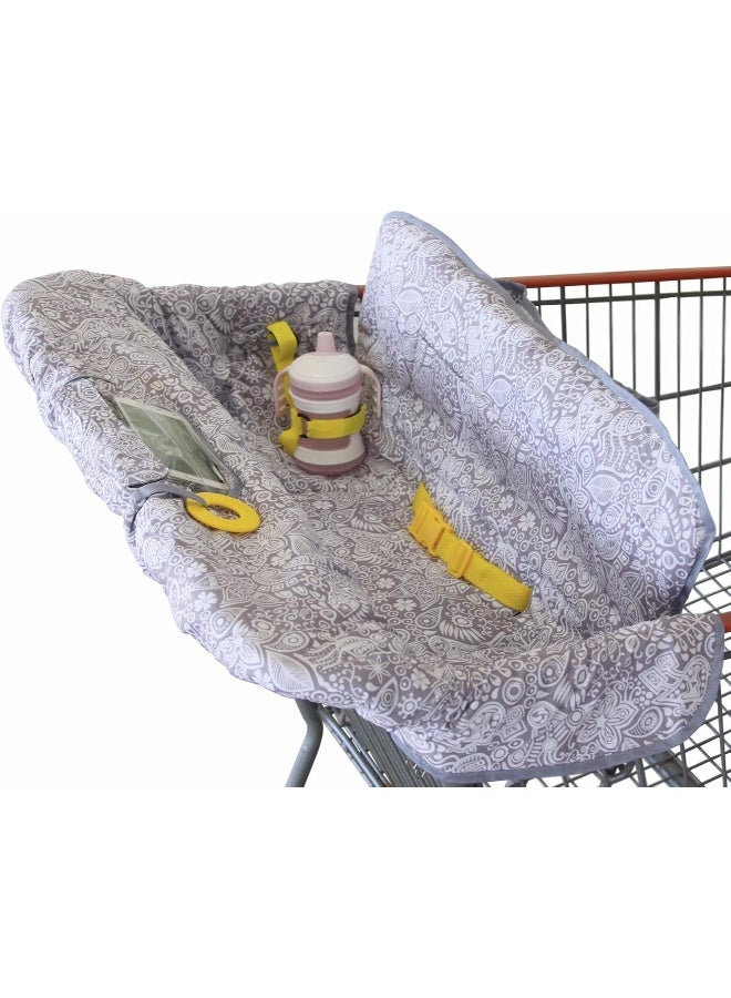 suessie Shopping Cart Cover for Baby or Toddler | 2-in-1 High Chair Cover | Compact Universal Fit | Unisex for Boy or Girl | Includes Carry Bag | Machine Washable | Fits Restaurant Highchair | Sweet Dreams - Image 1