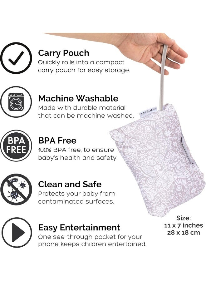 suessie Shopping Cart Cover for Baby or Toddler | 2-in-1 High Chair Cover | Compact Universal Fit | Unisex for Boy or Girl | Includes Carry Bag | Machine Washable | Fits Restaurant Highchair | Sweet Dreams - Image 5