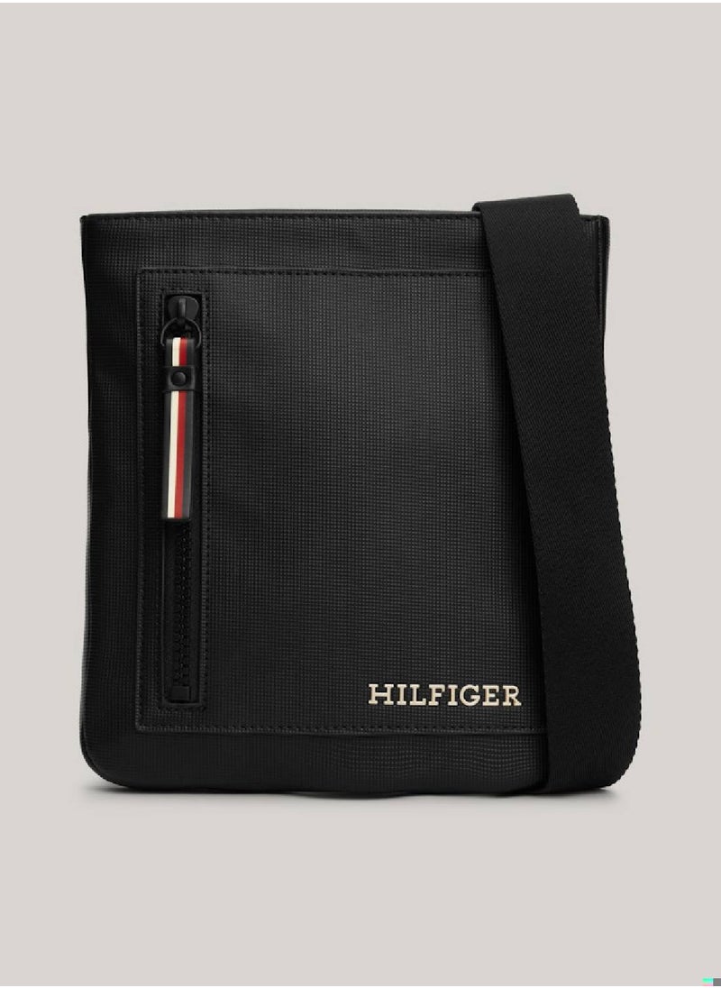 TOMMY HILFIGER Men's Pique Textured Small Crossover Bag -  Pique texture, Black  - Image 1