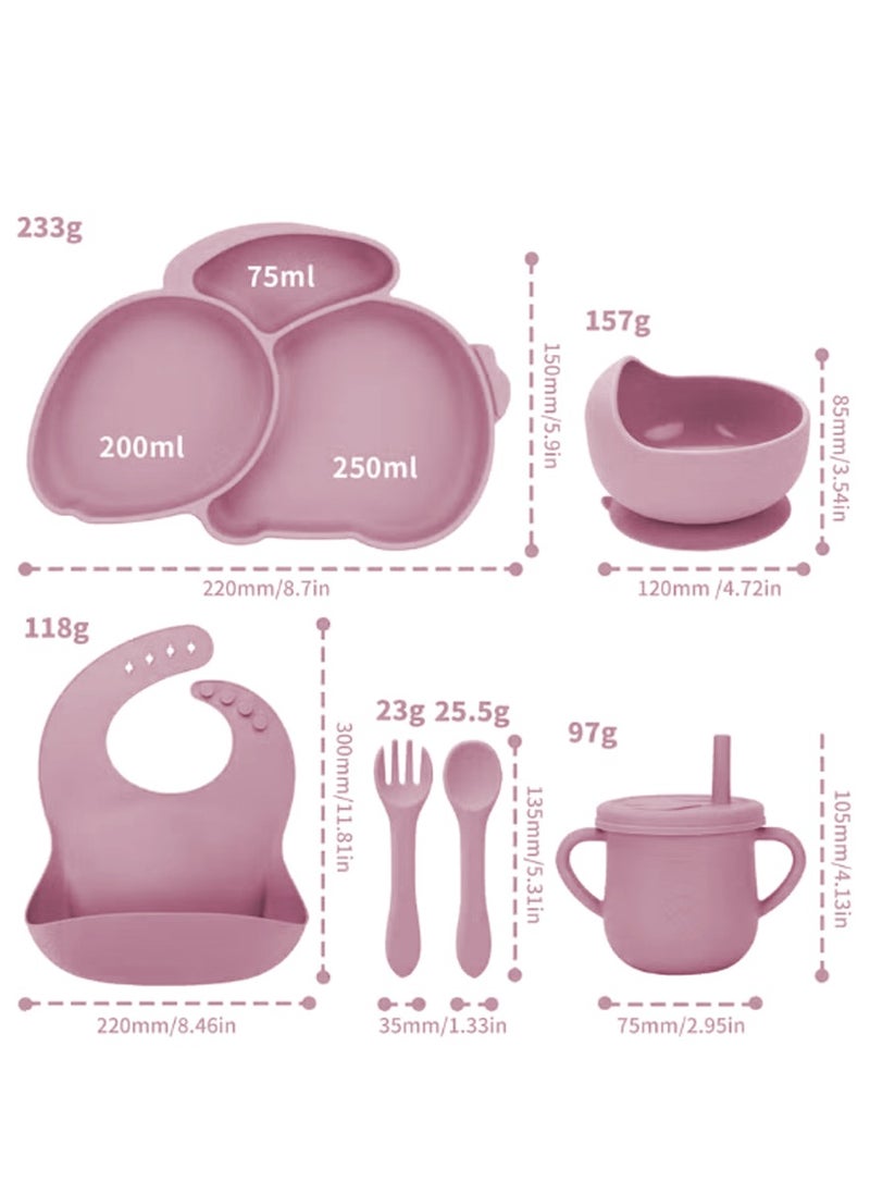 Silicone Baby Feeding Set, 8 Pcs Baby Led Weaning Supplies with Rabbit Suction Plates, Toddler Bowls Forks and Spoons Bib Cup Pink - pzsku/Z1F02FF8DAE04FB8DDD62Z/45/_/1733132879/98e34f69-0142-4498-82c2-0ec54dcf7942