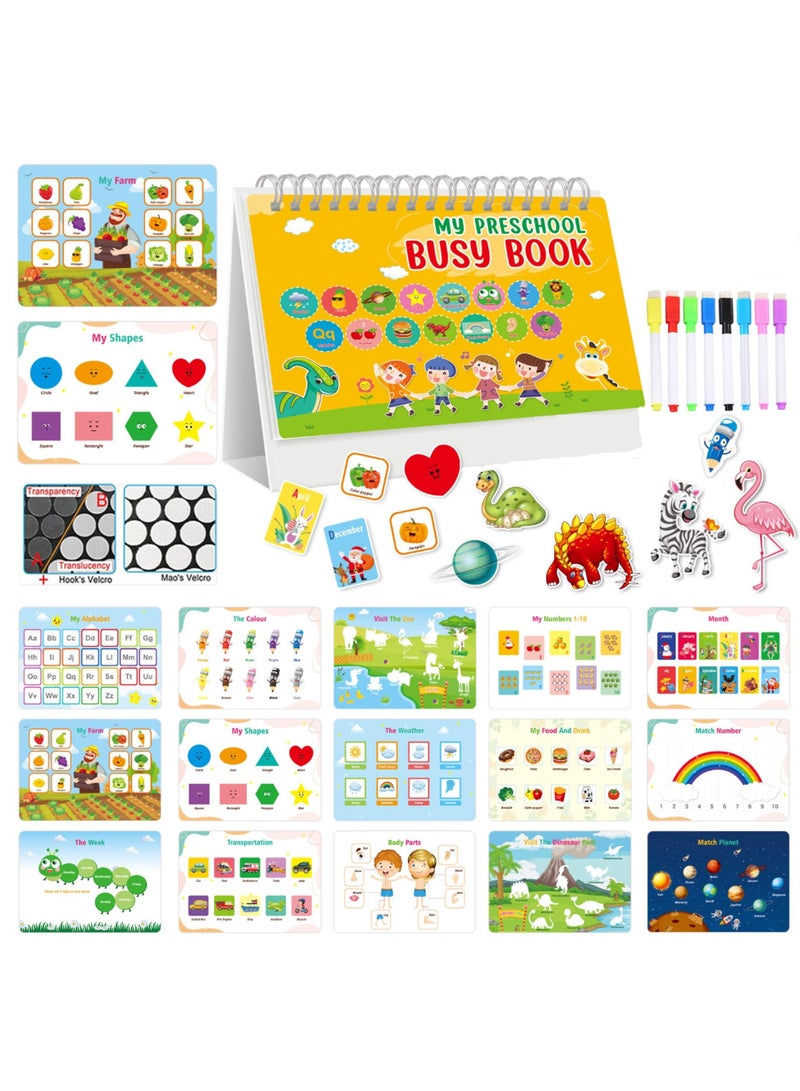 Quiet Book for Kids, Busy Book, Velcro Reusable Sticker Book, Early Childhood Education Flip Busy Book - Image 1