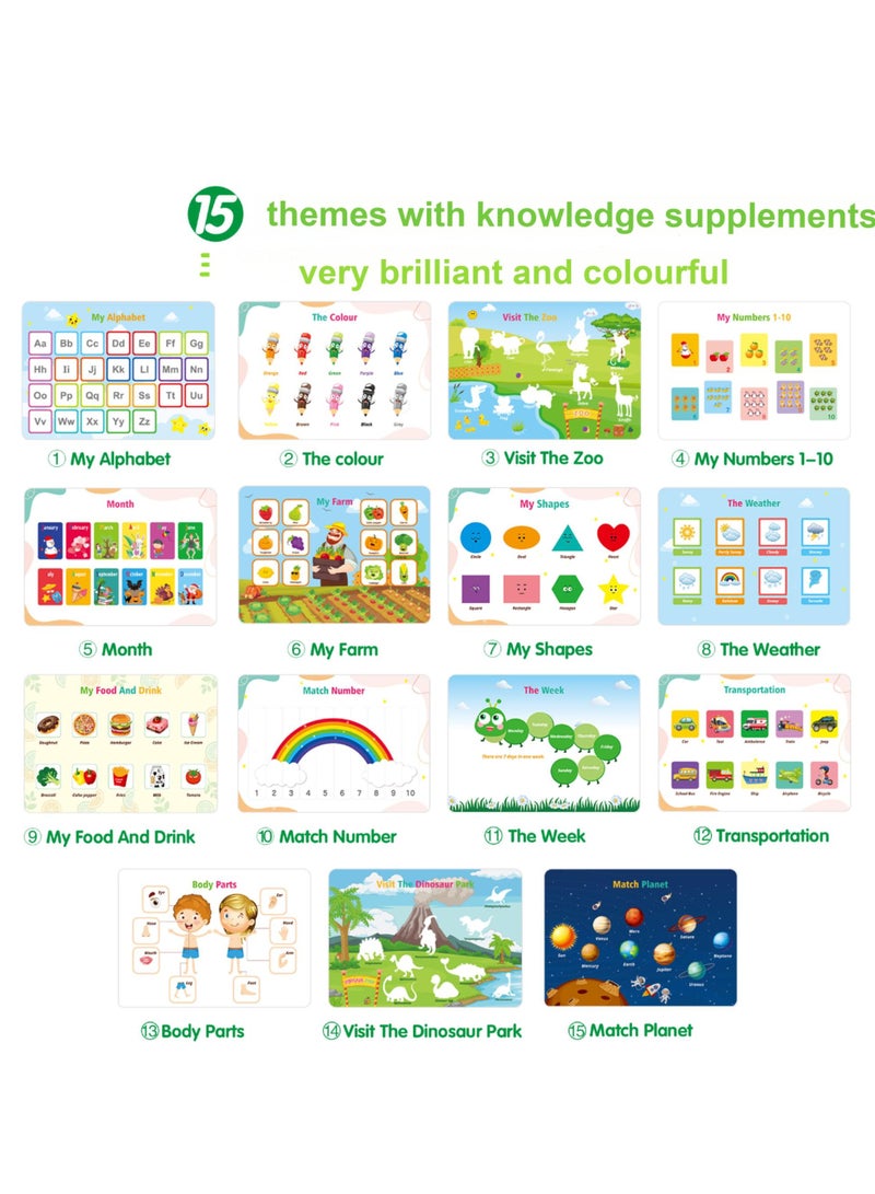 Quiet Book for Kids, Busy Book, Velcro Reusable Sticker Book, Early Childhood Education Flip Busy Book - Image 2