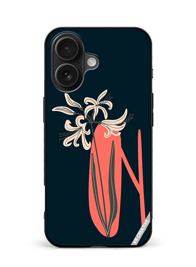 Protective Case Cover For Apple iPhone 16 Alphabet N Design Multicolour