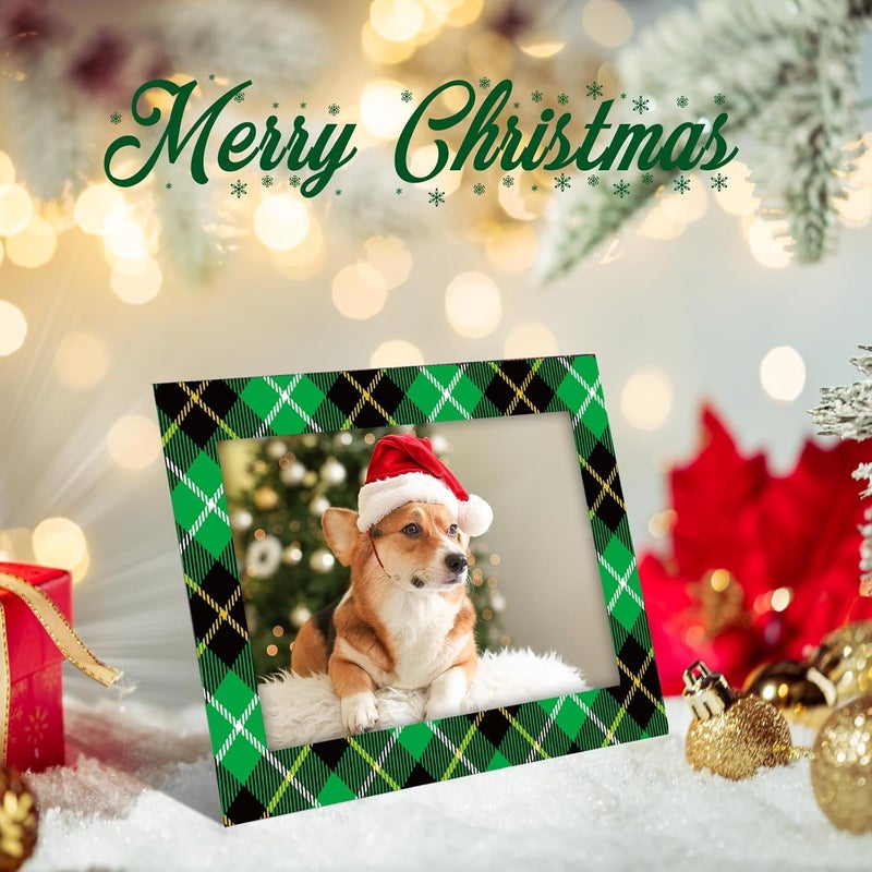 Qunclay 50 Pcs Christmas Plaid Picture Frame Ornaments 4x6 Paper Photo Frames Bulk with Stand Red Green Photo Frame Ornament Cardboard Tabletop Picture Frames for DIY Crafts Xmas Tree Hanging Decor - Image 5
