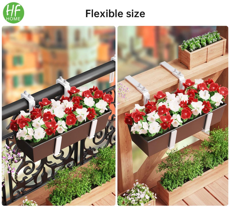 HFHOME Set of 6 Adjustable Window Planter Box Brackets, White Brackets for Window Boxes Planters, Planter Shelving with Adjustable Size The Width of The Bottom of The Planter Box (Patent Registered) - Image 4