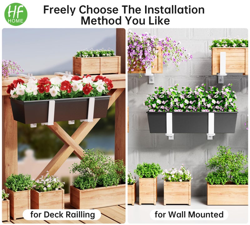 HFHOME Set of 6 Adjustable Window Planter Box Brackets, White Brackets for Window Boxes Planters, Planter Shelving with Adjustable Size The Width of The Bottom of The Planter Box (Patent Registered) - Image 5