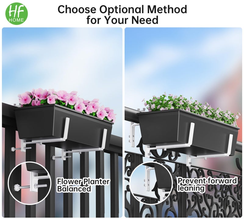 HFHOME Set of 6 Adjustable Window Planter Box Brackets, White Brackets for Window Boxes Planters, Planter Shelving with Adjustable Size The Width of The Bottom of The Planter Box (Patent Registered) - Image 3