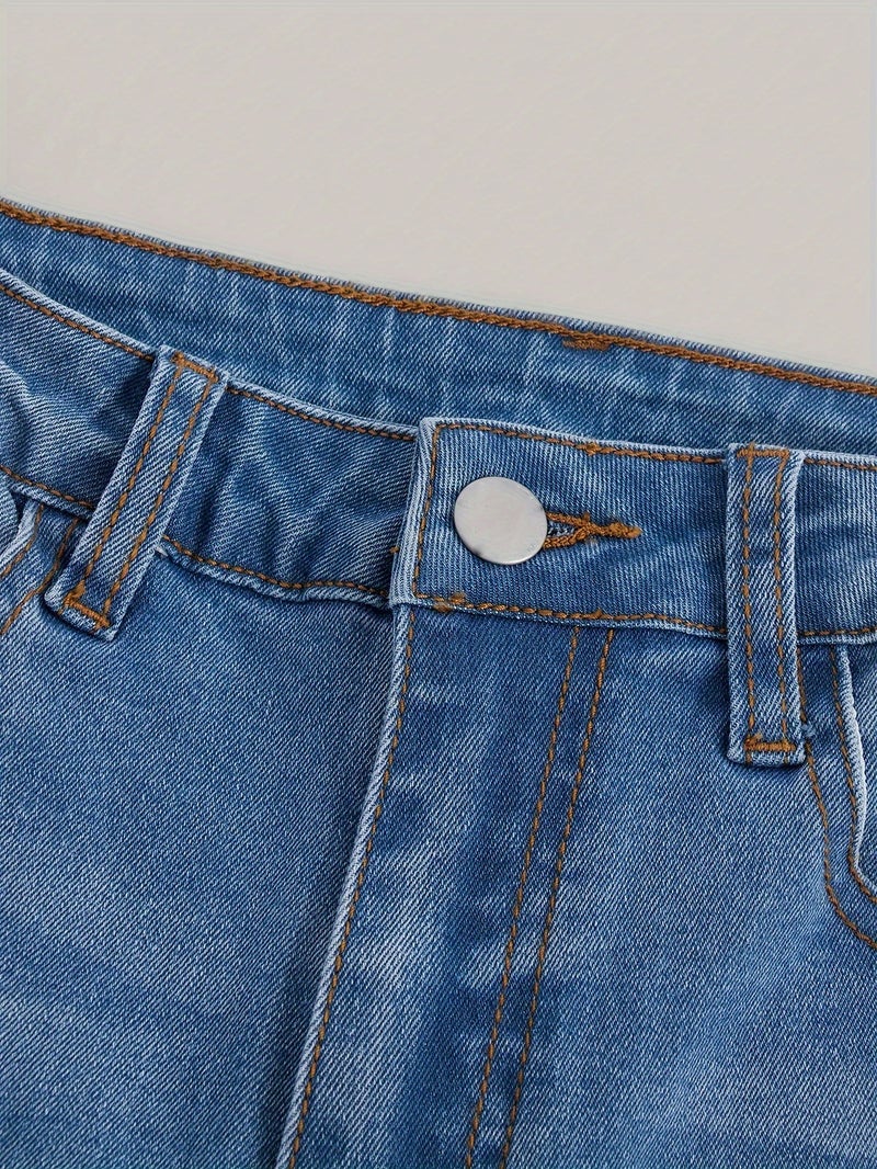 Exclusive Supply For And Teenage Girls' Ripped Stretch Flared Jeans Trendy High-Waisted - Image 5