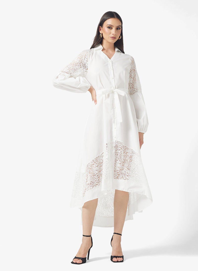 FYOR Elegant wHITE Lace Maxi Dress – Long Sleeves & Delicate Detailing - Image 4