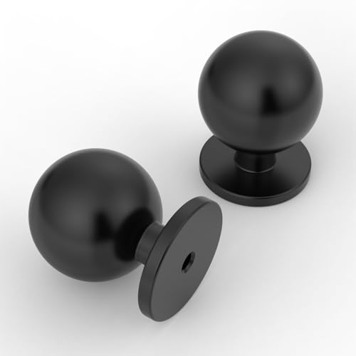 9BUILD 10 Pack 1.2 Inch Matte Black Cabinet Knobs - Round Drawer Knobs for Kitchen and Dresser Cabinets - Image 1
