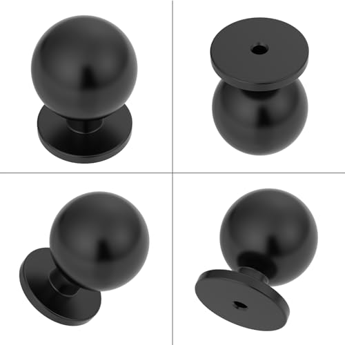9BUILD 10 Pack 1.2 Inch Matte Black Cabinet Knobs - Round Drawer Knobs for Kitchen and Dresser Cabinets - Image 5