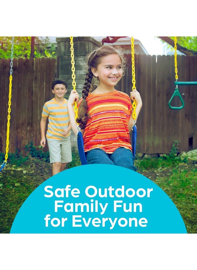 Jungle Gym Kingdom - Jungle Gym Kingdom Swings for Outdoor Swing Set - Pack of 2 Swing Seat Replacement Kits with Heavy Duty Chains - Backyard Swingset Playground Accessories for Kids (Blue) - Image 1