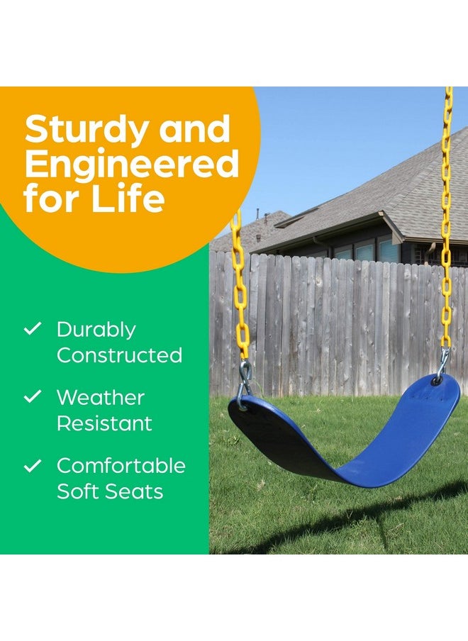 Jungle Gym Kingdom - Jungle Gym Kingdom Swings for Outdoor Swing Set - Pack of 2 Swing Seat Replacement Kits with Heavy Duty Chains - Backyard Swingset Playground Accessories for Kids (Blue) - Image 1