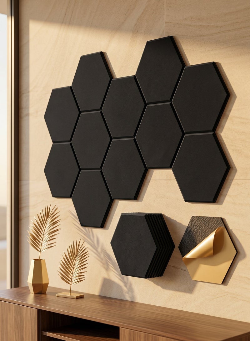 ZERIFAM Soundproof Panel, 12 Pack Self Adhesive Acoustic Panels 30cmx30cm, Sound Proof Foam Panels for Walls with High Density, Y-Lined Design, Flame Resistant, Absorb Noise and Eliminate Echoes (Black) - Image 1