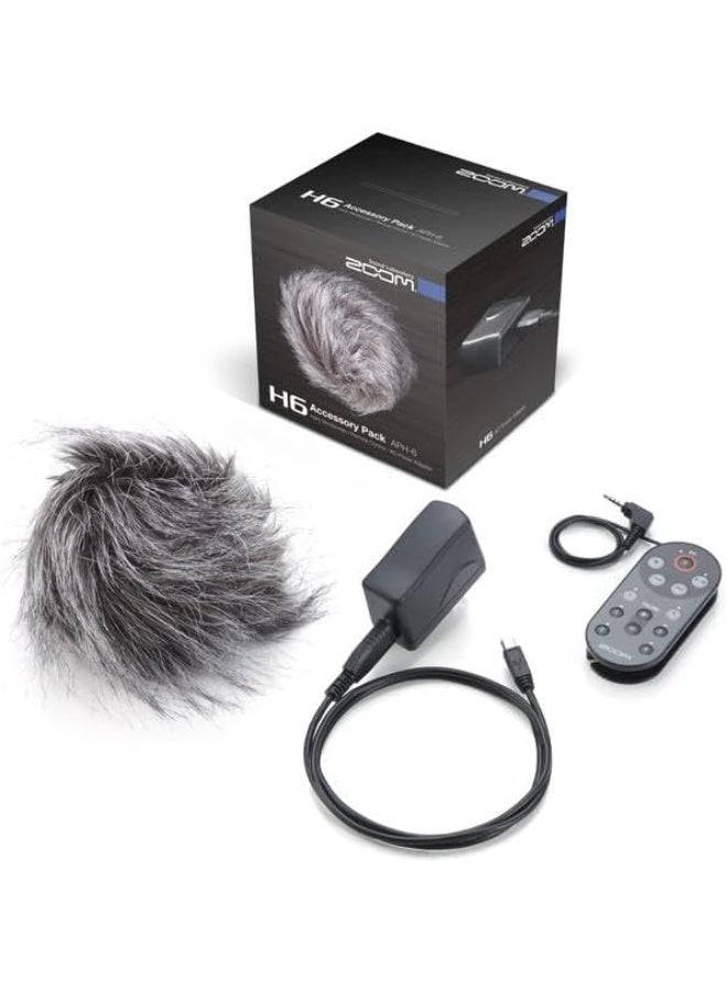 زوم حزمة ملحقات Zoom APH-6 لجهاز التسجيل المحمول H6، تتضمن جهاز تحكم عن بعد مع كابل تمديد، ومحول تيار متردد USB، وواقي أمامي مشعر - Image 1