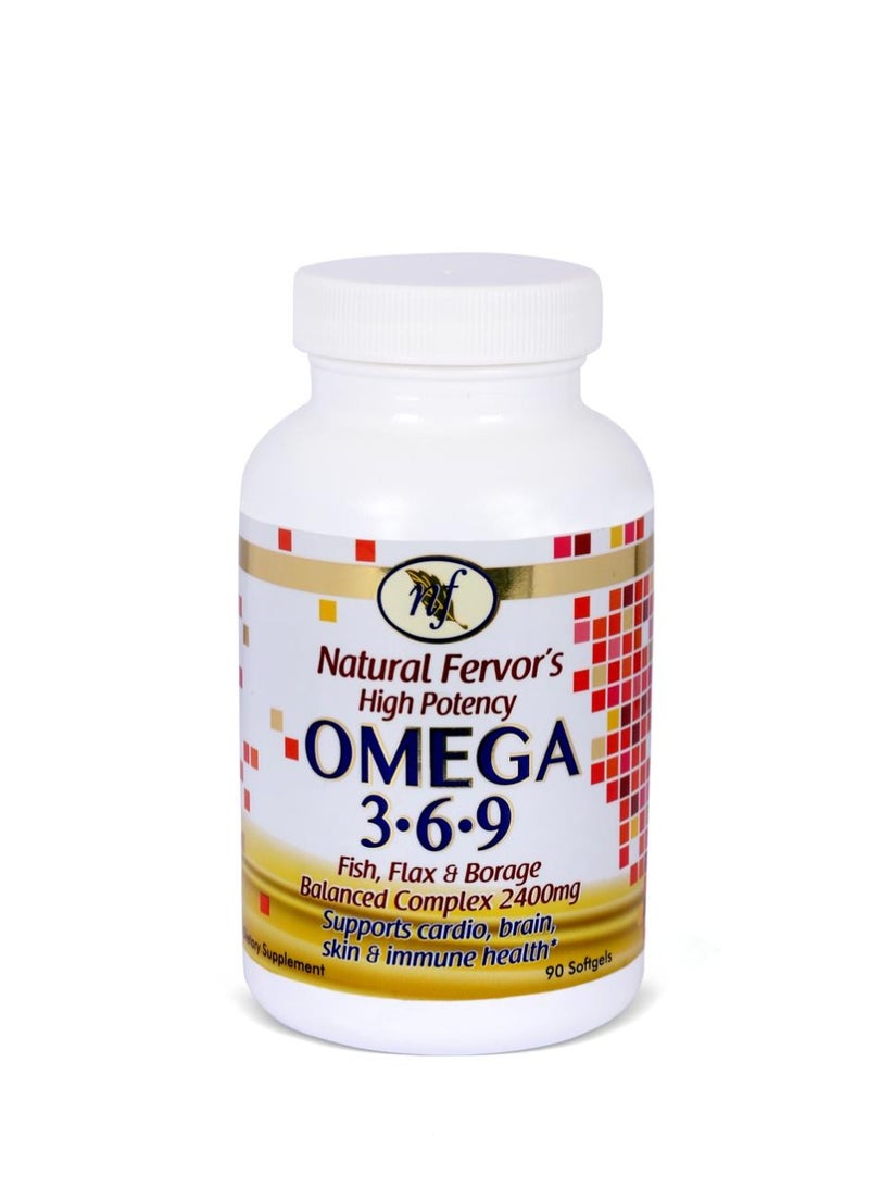 High Potency Omega 3-6-9 Fish, Flax & Borage Oil Softgels-90 Softgels