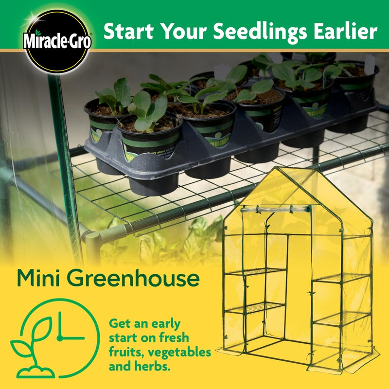 Miracle-GRO 4'8" x 29" x 6'5" Outdoor Mini Walk-in Greenhouse Plant Tent, All-Season Small Walk-in Plant Growth Accelerator with 4 Wire Shelves, Clear - Image 2