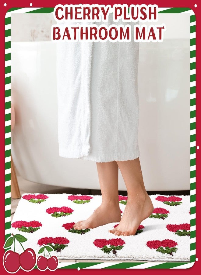 Tinideya سجادة حمام تينيديا بنقشة الكرز، مقاس 20 × 32 بوصة، مانعة للانزلاق، ماصة للماء، قابلة للغسل، سجادة حمام بنقشة الكرز، سجادة حمام فاخرة للاستحمام، ديكور منزلي - Image 4