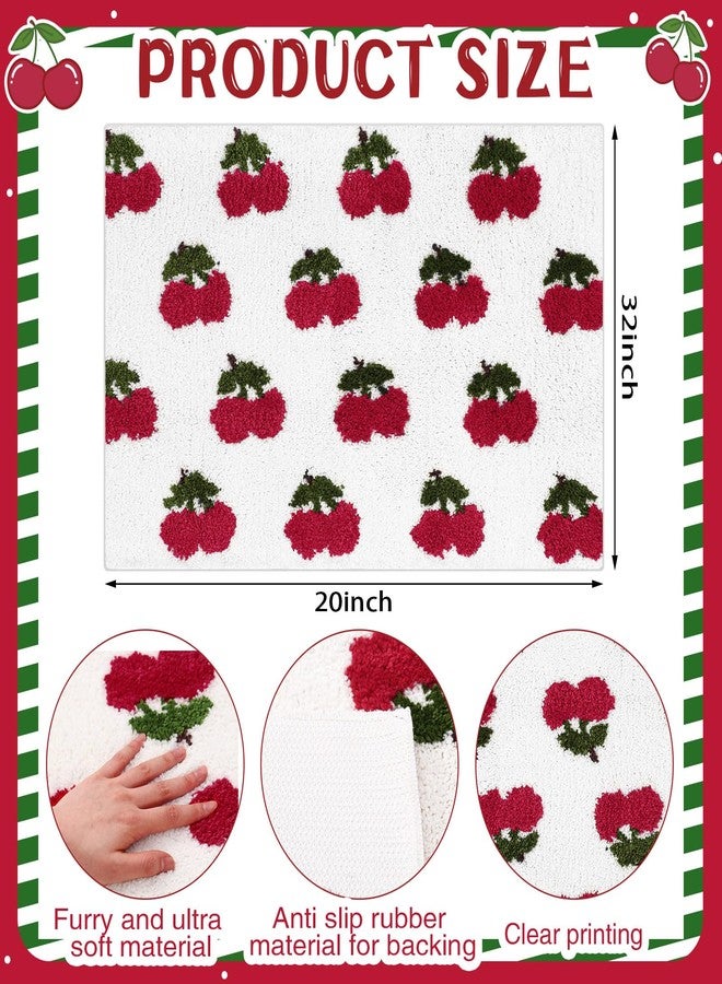 Tinideya سجادة حمام تينيديا بنقشة الكرز، مقاس 20 × 32 بوصة، مانعة للانزلاق، ماصة للماء، قابلة للغسل، سجادة حمام بنقشة الكرز، سجادة حمام فاخرة للاستحمام، ديكور منزلي - Image 2