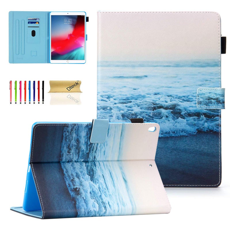 105 Inch Case for Apple iPad Air 3rd Generation2019 iPad Pro 2017 Tablet Dteck Durable TPU Back Cover Protective Smart PU Leather Shockproof Stand Flip Case with Auto Wake Sleep Peace Sea