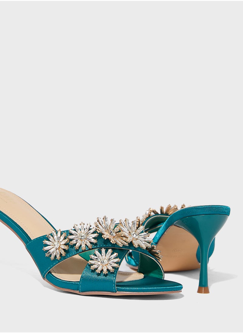 Ella Limited Edition Floral Embellished Mule Heel Sandal  - Image 4