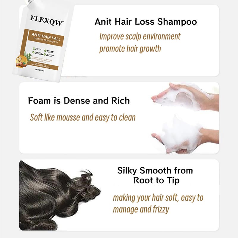 FLEXQW 2 PCS Anti Hair Loss Shampoo, Promote Hair Growth and Thickening & Strengthening Shampoo with Various Plant Extracts for Thinning Hair Womenï¼ˆ300mlï¼‰ - Image 4