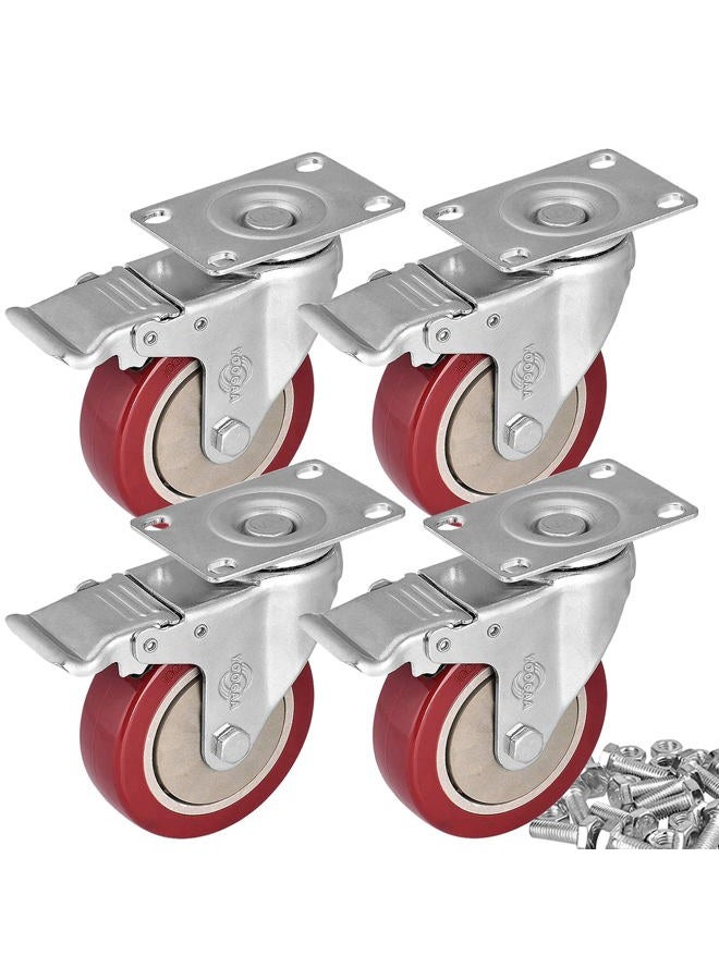 YOOGAA 5" Heavy Duty Caster Safety Dual Locking Swivel Caster Wheels with Screw Total Capacity 1500lbs (Set of 4 with Brake) - Image 1