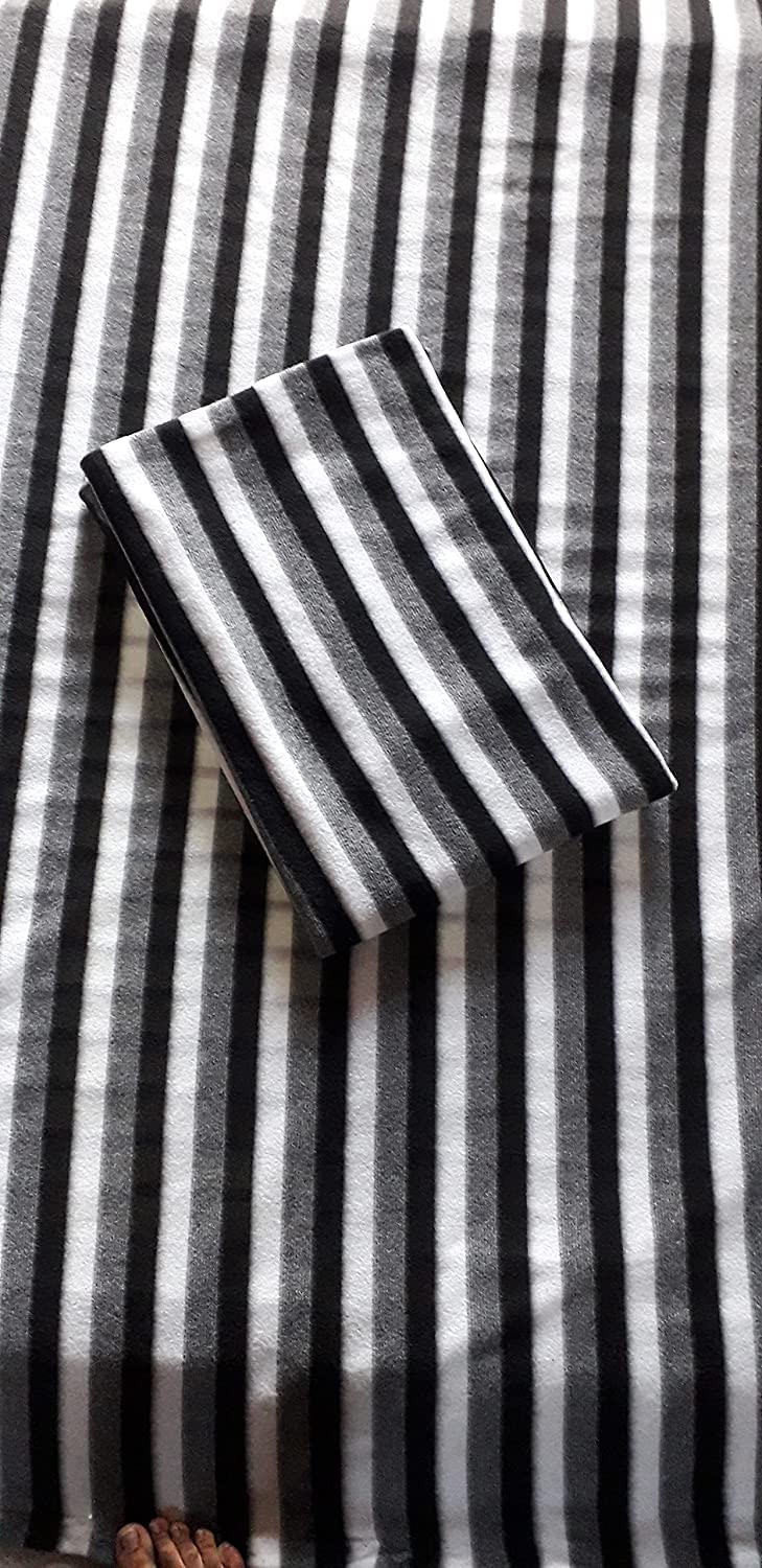 MAMRAJ Stylish Polar Striped Single Bed AC Fleece Wool Blanket - 58x88 Inch (Black and White) Skin Friendly. - Image 2