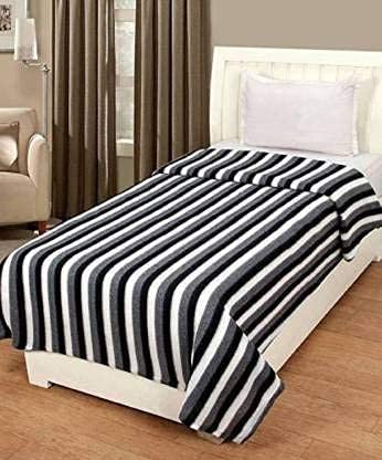 MAMRAJ Stylish Polar Striped Single Bed AC Fleece Wool Blanket - 58x88 Inch (Black and White) Skin Friendly. - Image 4