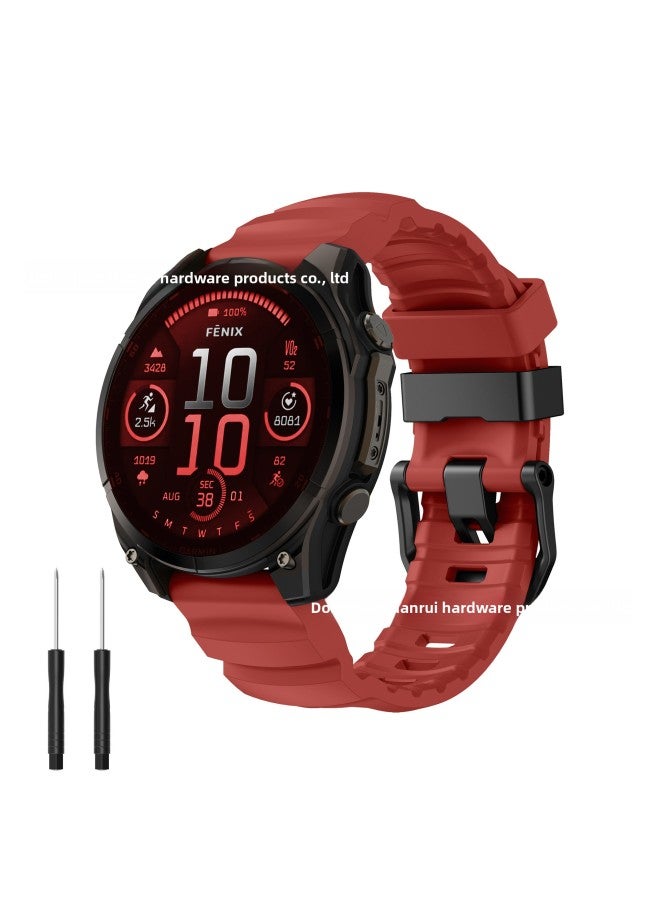 Suitable For Garmin Watch Fenix8 Silicone Sports Strap Fenixe/7/6/5 Wild Trail Outdoor Breathable Wristband 