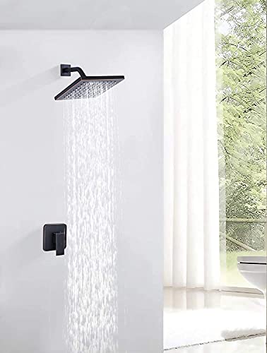 GGStudy Shower Head GGStudy 8 inch Square Rain Stainless Steel High Pressure Oil Rubbed Bronze Shower Heads Rainfall Bath Shower Self-cleaning Silicone Nozzle - Image 2