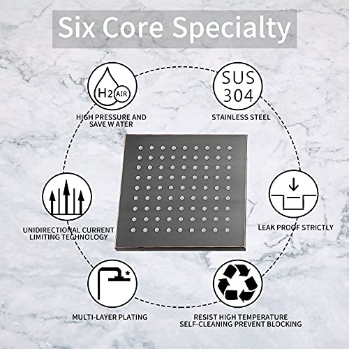 GGStudy Shower Head GGStudy 8 inch Square Rain Stainless Steel High Pressure Oil Rubbed Bronze Shower Heads Rainfall Bath Shower Self-cleaning Silicone Nozzle - Image 3