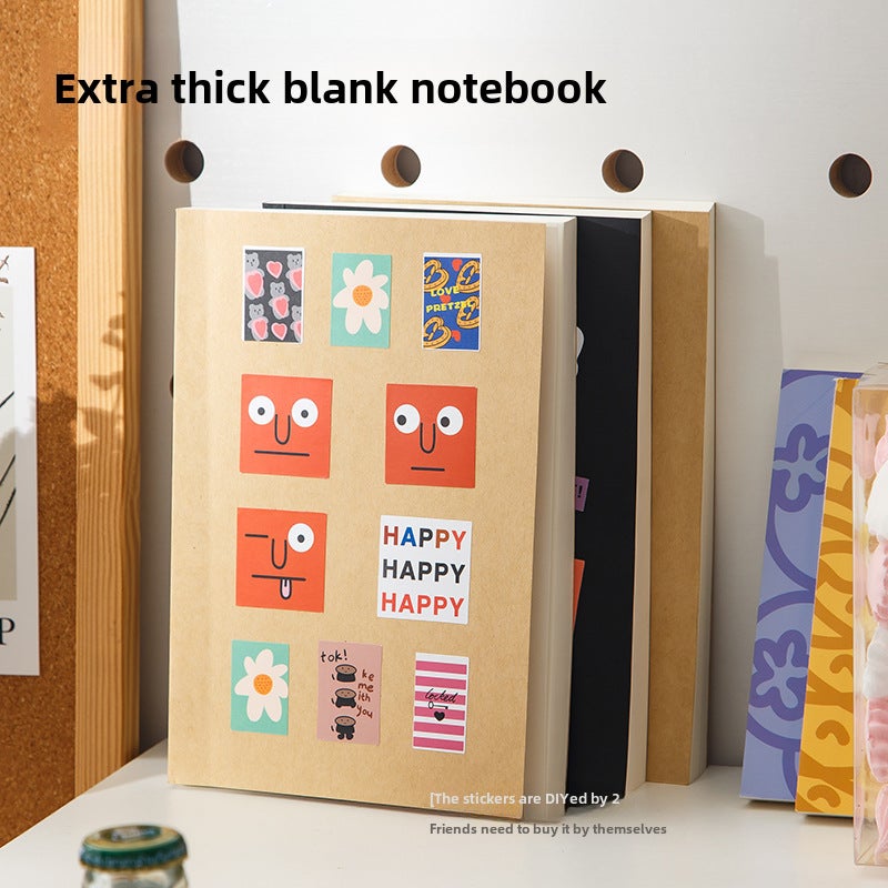 Generic Thick Plain Leather Notebook Sketchbook for Students 13.5*19.5*1.7cm 