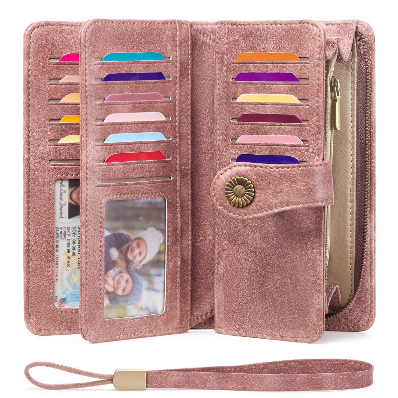 FALAN MULE Women's Wallet Leather RFID Blocking Large Capacity Trifold Ladies Wallet Wristlet Clutch Card Holder - Image 2