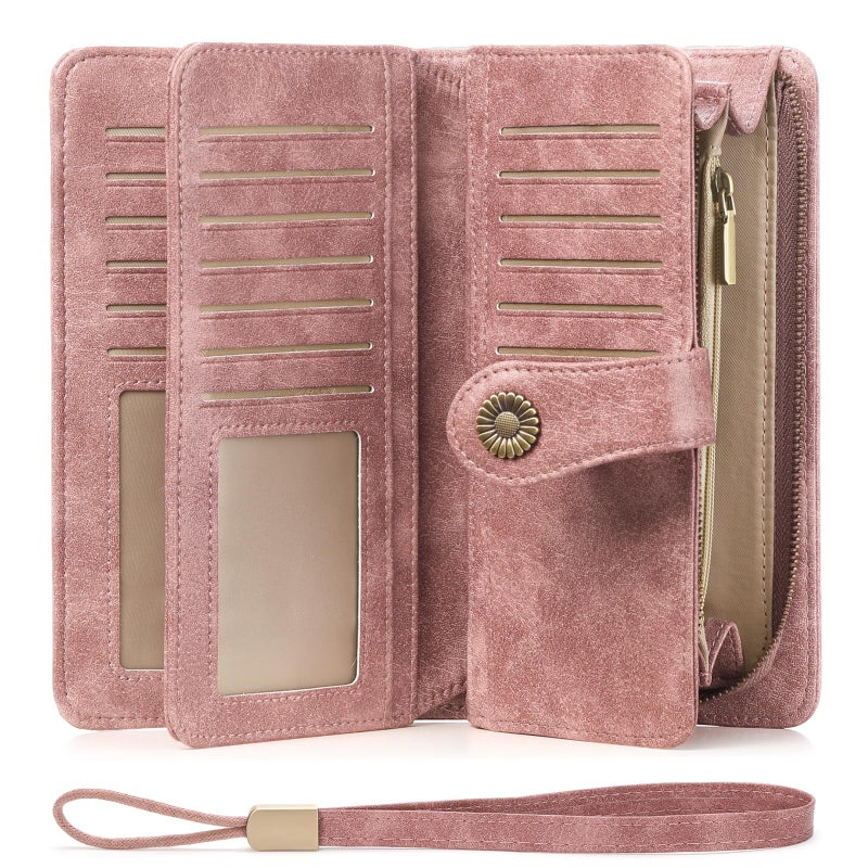 FALAN MULE Women's Wallet Leather RFID Blocking Large Capacity Trifold Ladies Wallet Wristlet Clutch Card Holder - Image 1