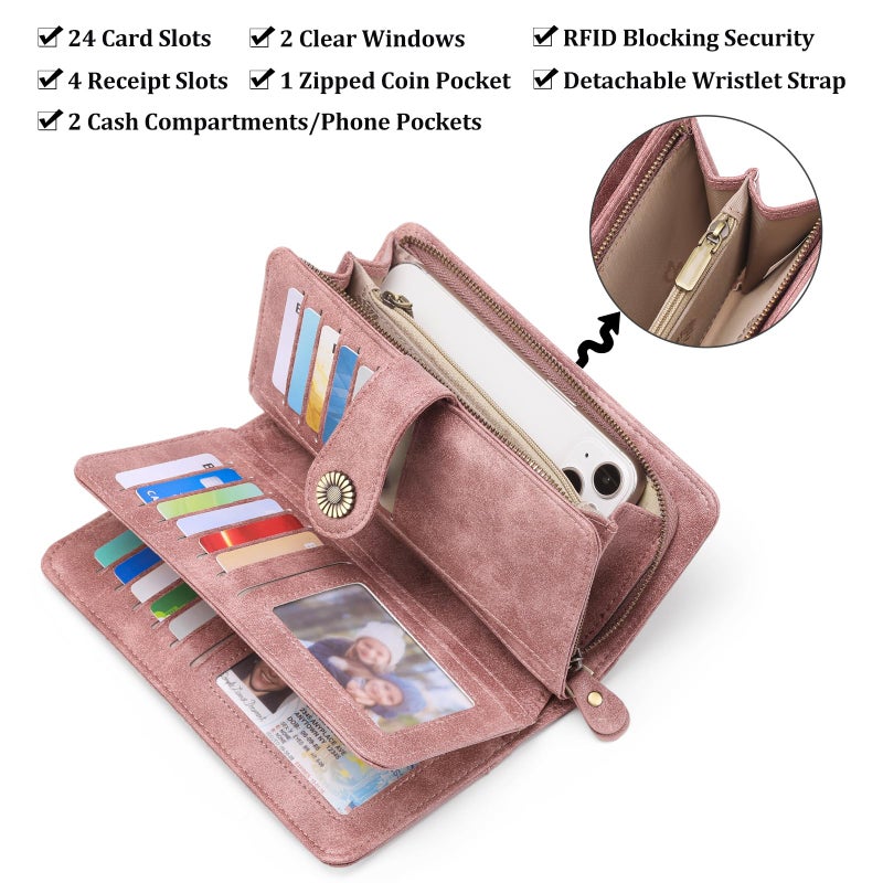 FALAN MULE Women's Wallet Leather RFID Blocking Large Capacity Trifold Ladies Wallet Wristlet Clutch Card Holder - Image 3