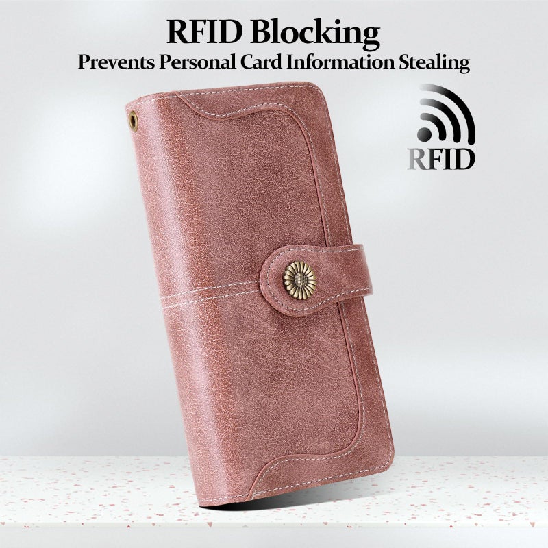 FALAN MULE Women's Wallet Leather RFID Blocking Large Capacity Trifold Ladies Wallet Wristlet Clutch Card Holder - Image 4