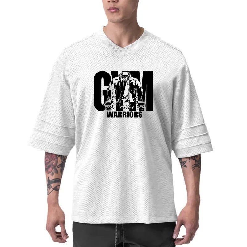 2024 Summer new top fitness T-shirt men''s muscle and quick-drying loose half sleeve casual sports short sleeve GYM - Image 3