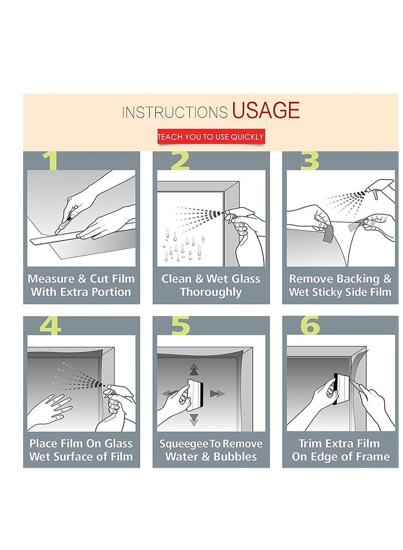 SOLARAE فيلم نافذة ذاتي اللصق معتم، ملصق زجاجي مصنفر للخصوصية، ستائر فينيل زخرفية معتمة، لاصق ثابت مضاد للأشعة فوق البنفسجية، حجب الضوء باللون الأسود (45 * 200) - Image 3