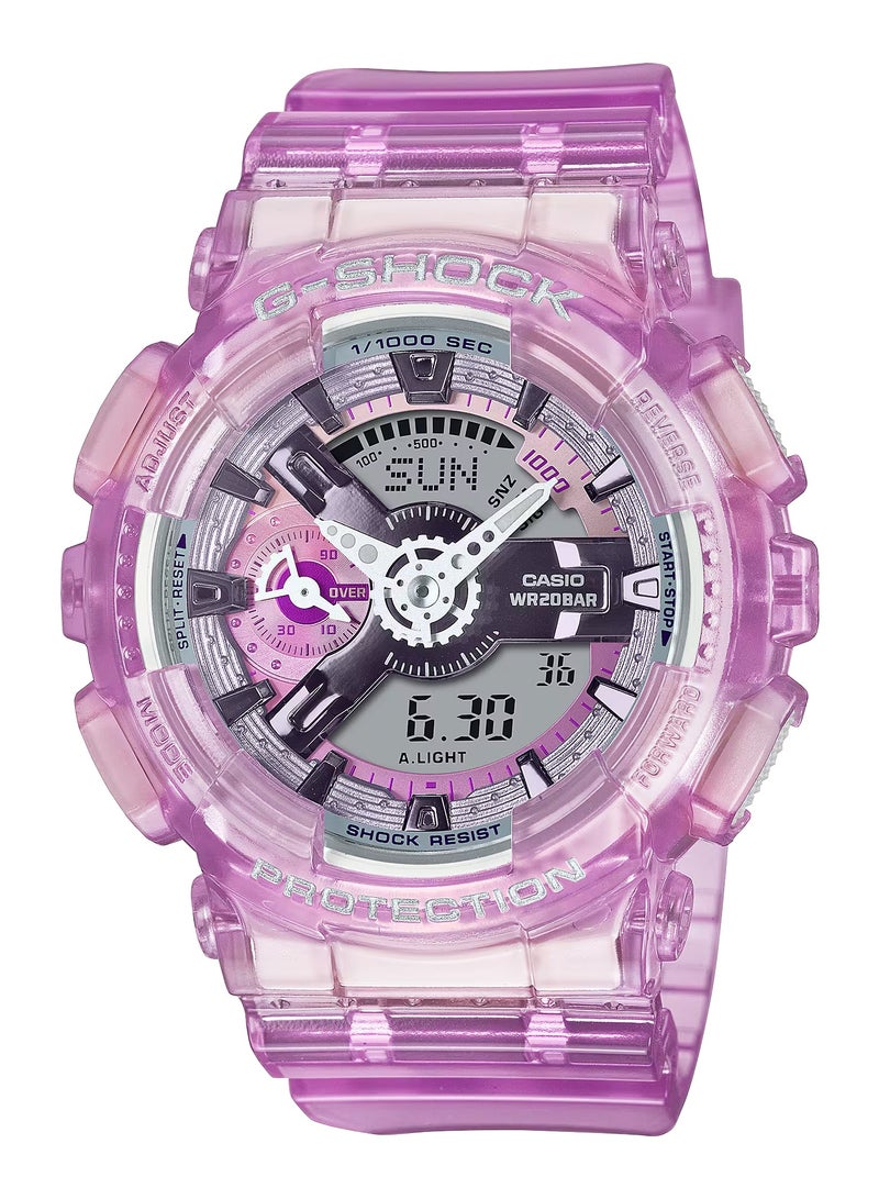 كاسيو G-Shock ساعة نسائية وردي شفاف تناظري رقمي GMA-S110VW-4ADR - Image 1