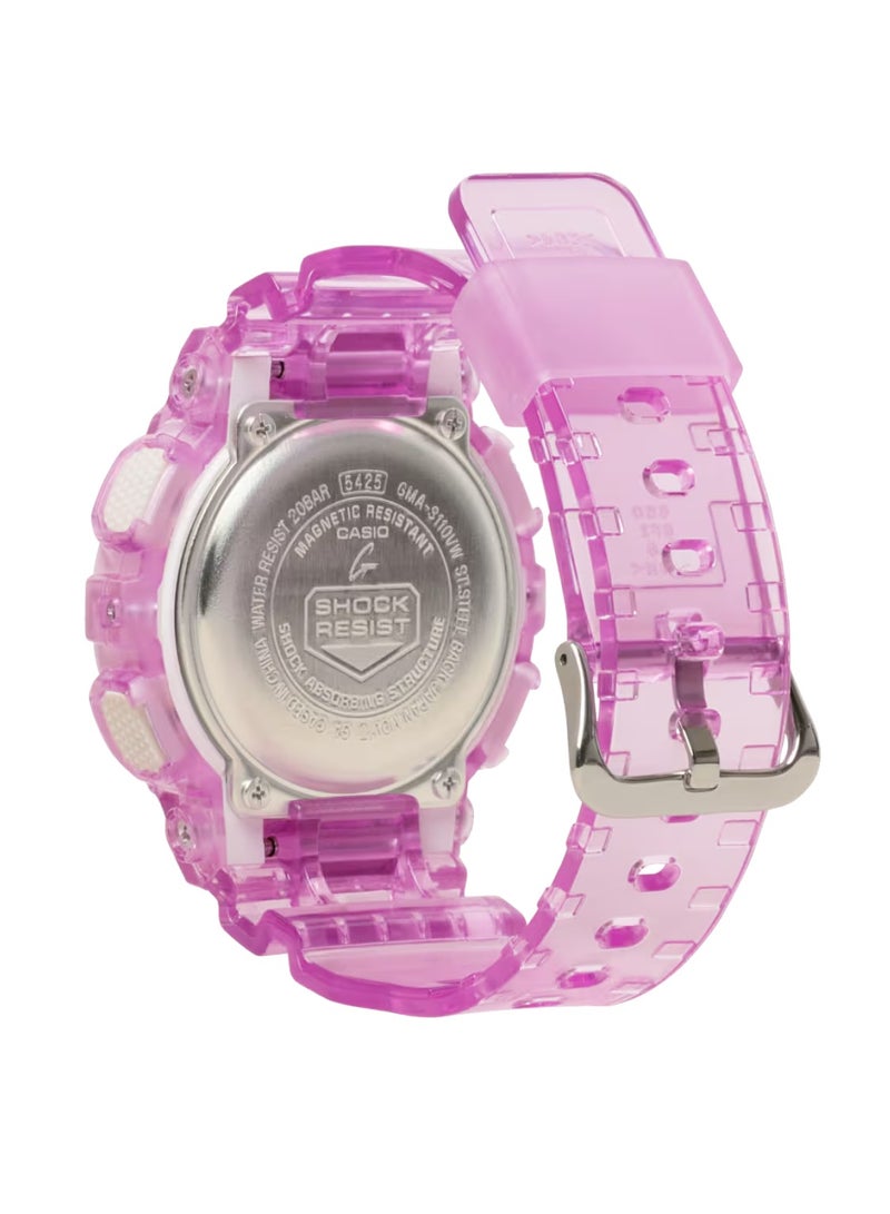 كاسيو G-Shock ساعة نسائية وردي شفاف تناظري رقمي GMA-S110VW-4ADR - Image 4