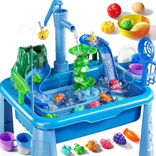 KIZONLY Water Table for Toddlers 13 Kids Play Sink with Pump and Running Water Water Table for Kids Ages 48 with Fishing Games Summer Outside Sensory Gift Toys for Boys and Girls 2 3 4 5 6 7 8 - Image 1