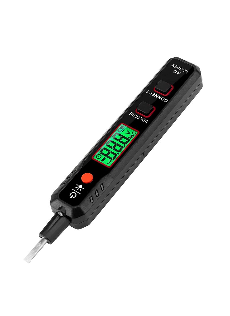KASTWAVE - جهاز اختبار الفولتية SYOSI، 12V-300V قلم فولتية غير تلامسي وتلامسي مع NCV، جهاز اختبار كهربائي للكشف عن الأسلاك مع شاشة LCD جرس إنذار للكشف عن انقطاع الأسلاك - Image 1